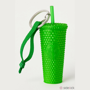 Starbucks Cold Cup Bling Studded Ornament Keychain Kelly Green 2023 Holiday